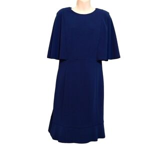 🔵BOGO FREE🔵 Lauren Ralph Lauren Blue Dress Cape Sleeves Sz 8